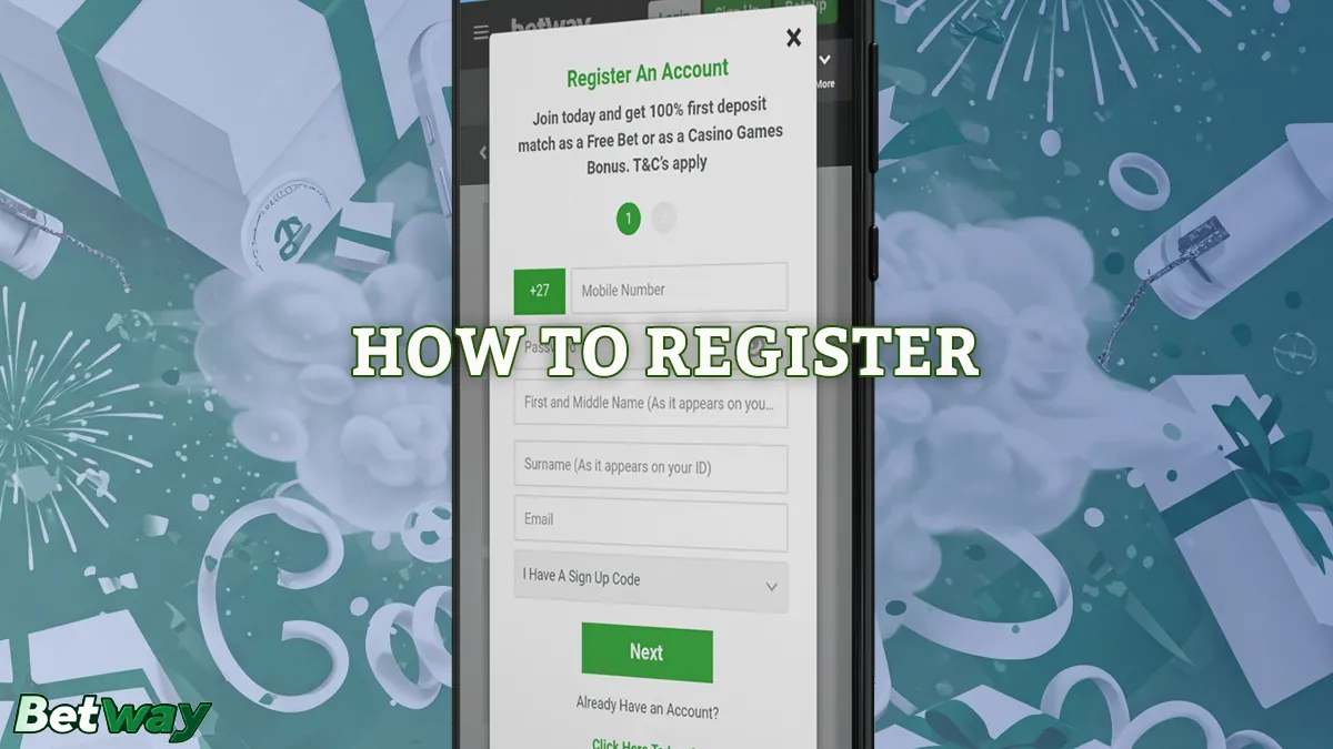 The betway app allows registration for new players.